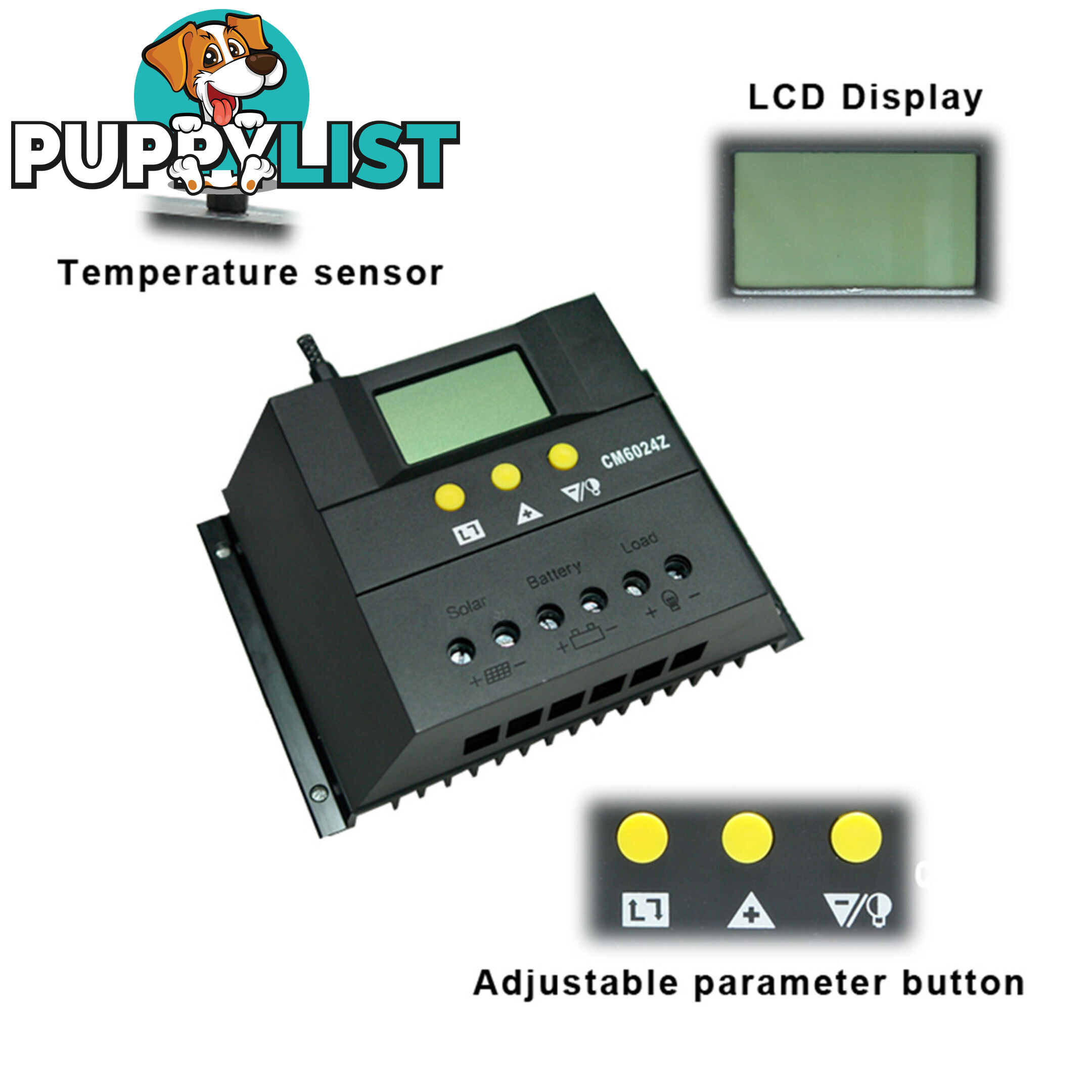 60A 12V-24V LCD Display PWM Solar Panel Regulator Charge Controller Battery