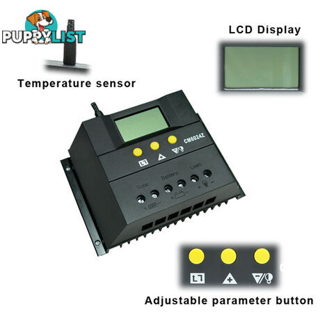 60A 12V-24V LCD Display PWM Solar Panel Regulator Charge Controller Battery