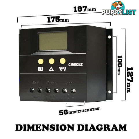 60A 12V-24V LCD Display PWM Solar Panel Regulator Charge Controller Battery