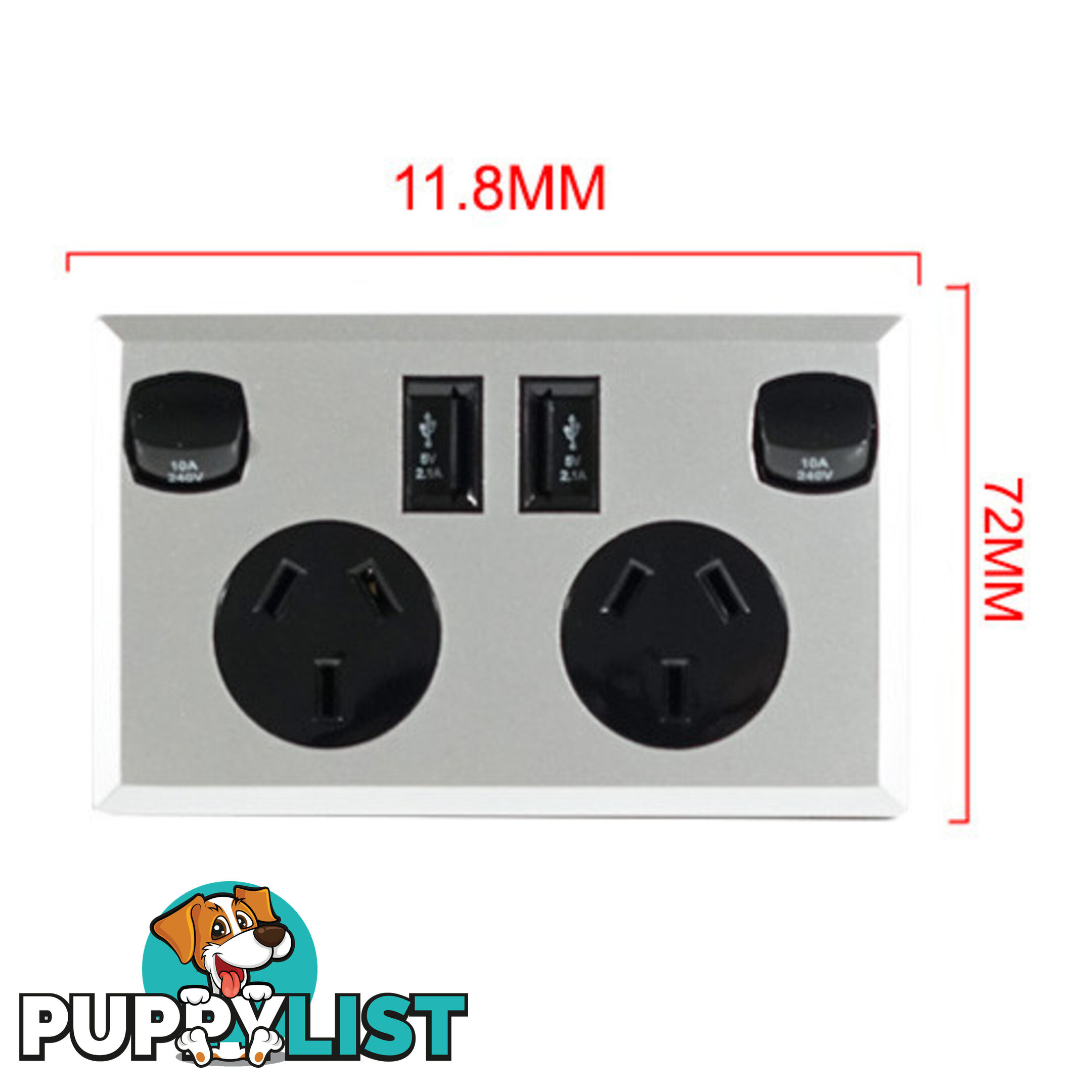 10A Double Australian USB Power Point Supply 2 Socket Switch Wall Plug Black