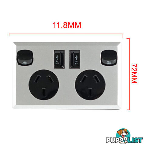 10A Double Australian USB Power Point Supply 2 Socket Switch Wall Plug Black