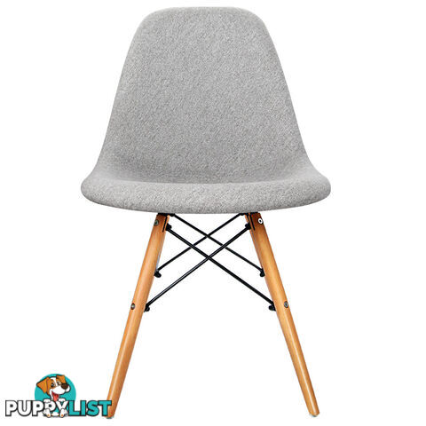 Set of 2 Dining Chair Padded Fabric Grey