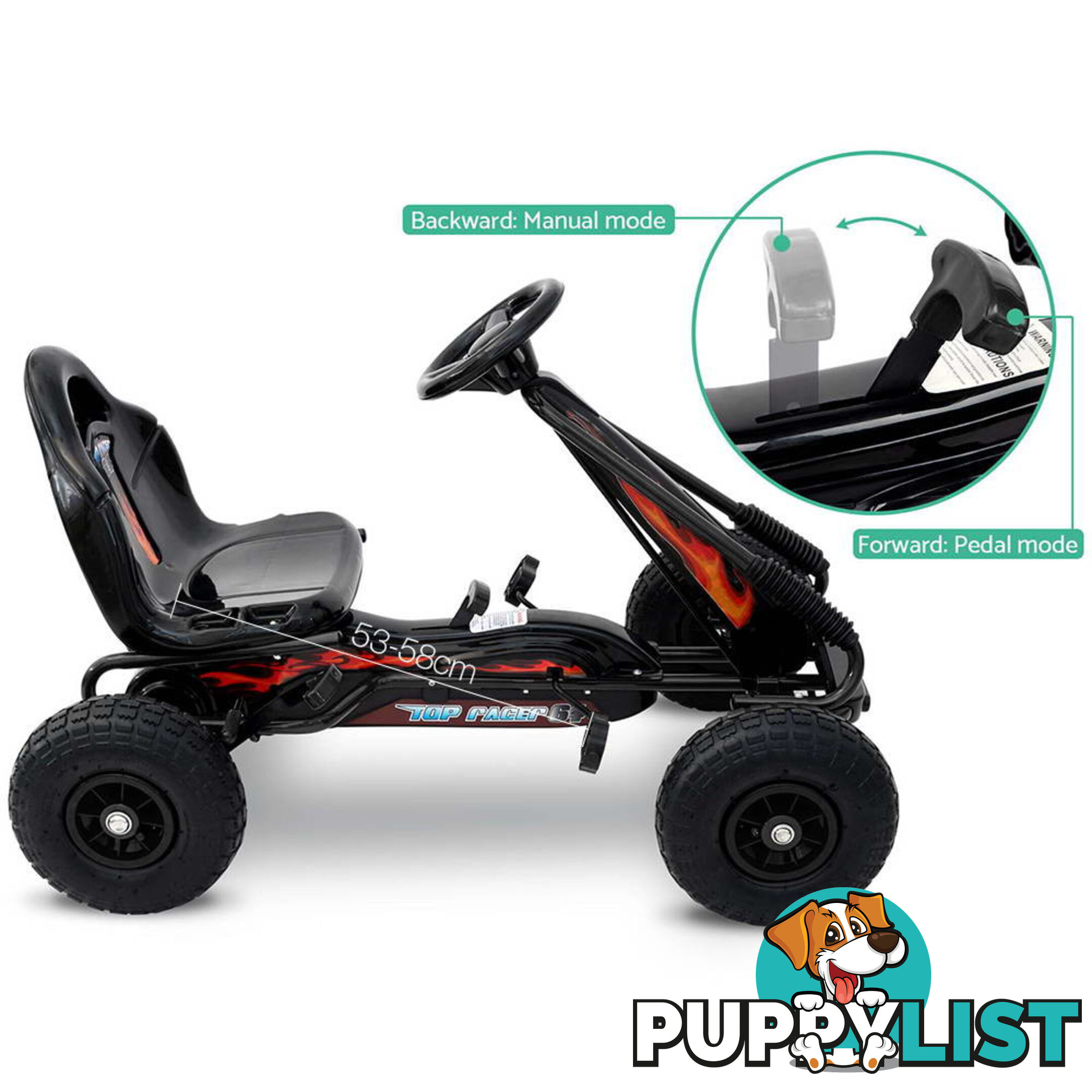 Kids Pedal Go Kart - Black