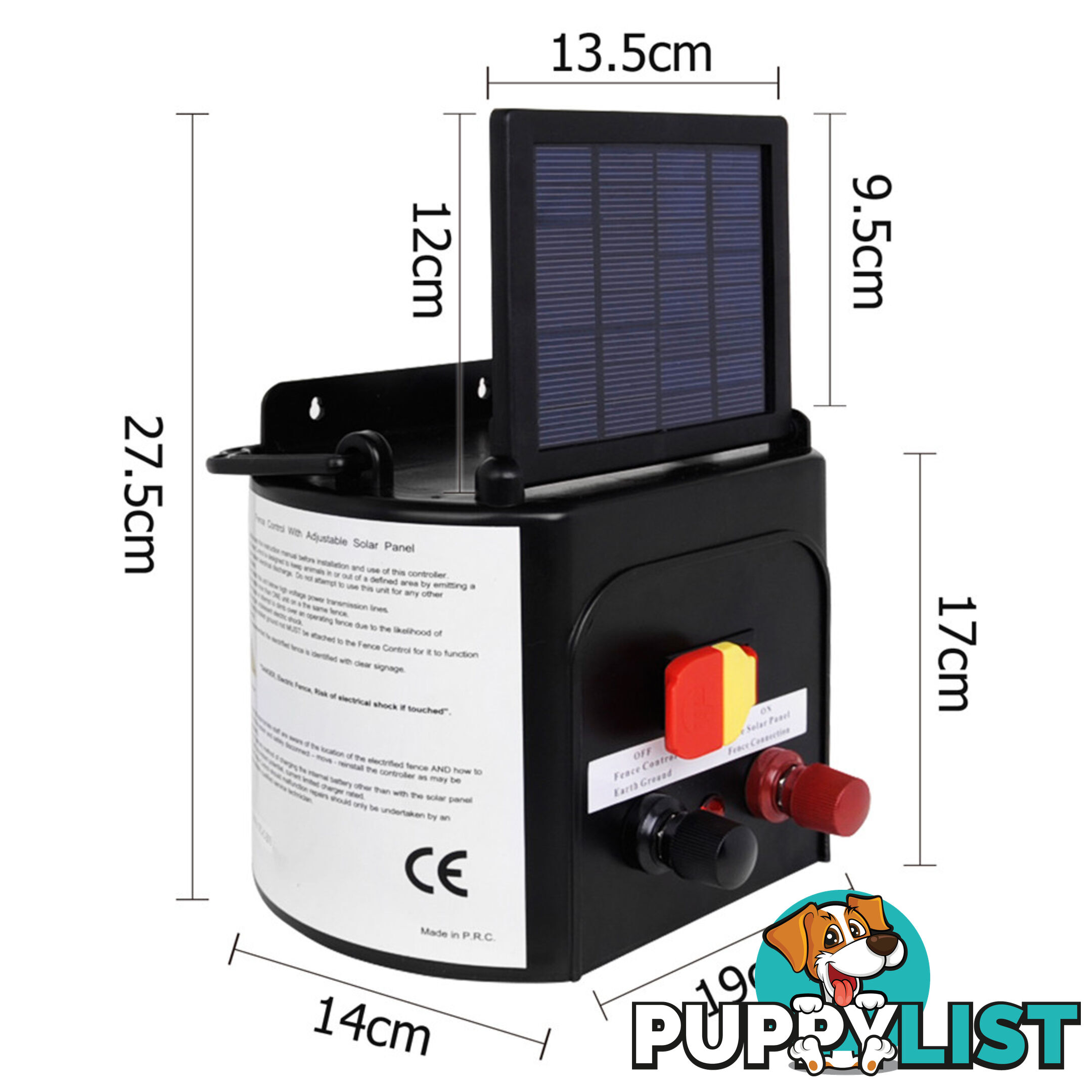 3km Solar Power Electric Fence Energiser Charger