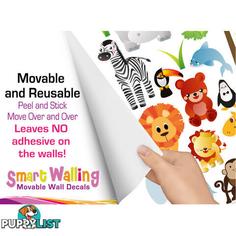 Medium Size Cute Zoo Animals Kids Wall Stickers - Totally Movable