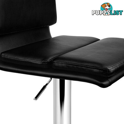 Set of 2 PU Leather Bar Stools - Black