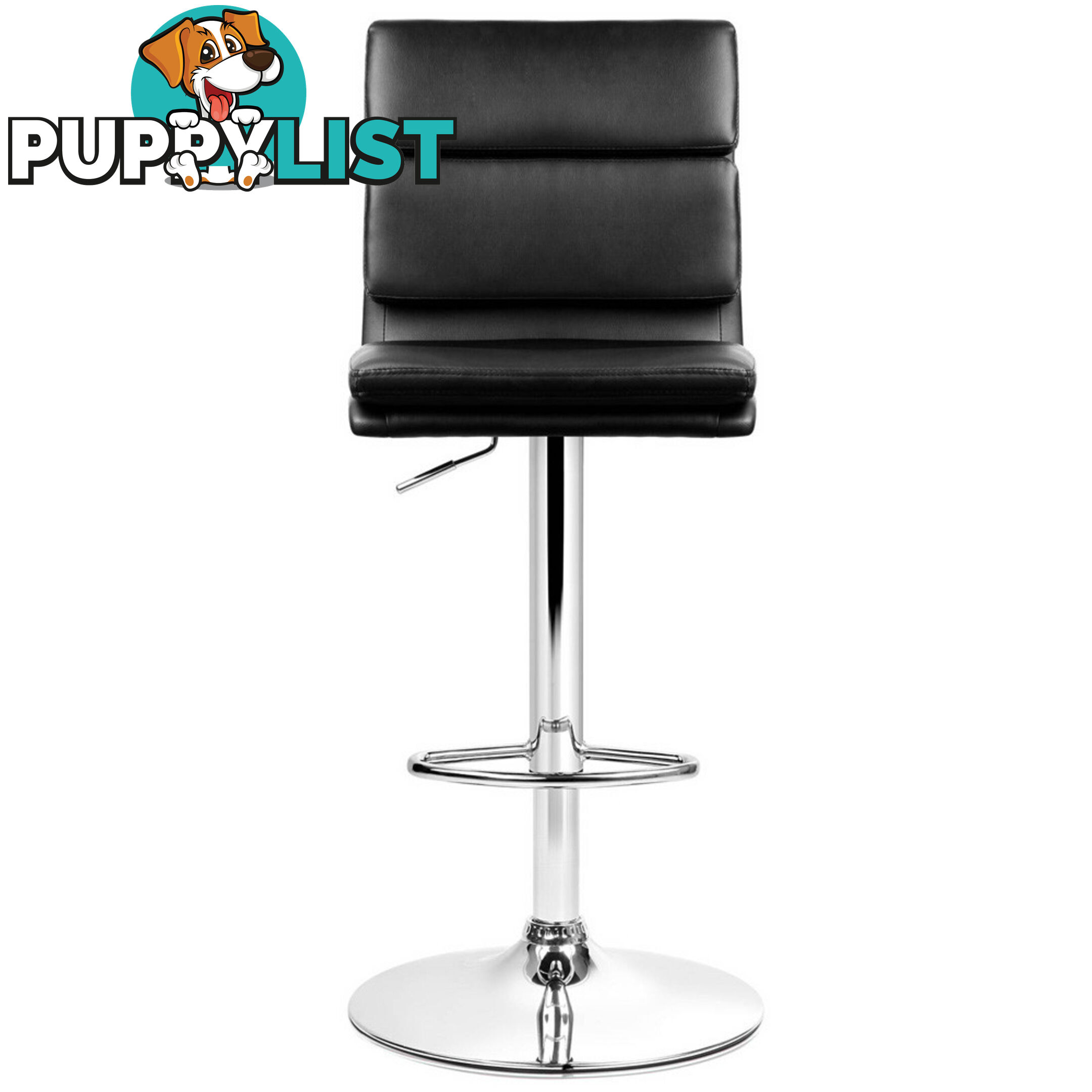 Set of 2 PU Leather Bar Stools - Black