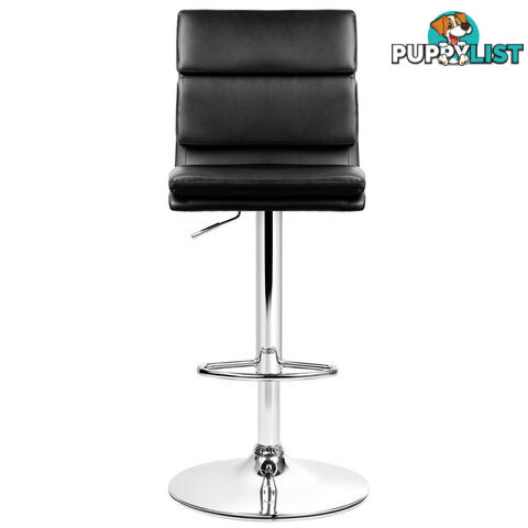 Set of 2 PU Leather Bar Stools - Black