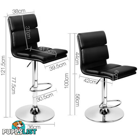 Set of 2 PU Leather Bar Stools - Black