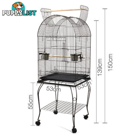 Parrot Pet Aviary Bird Cage w/ Open Roof 150cm Black