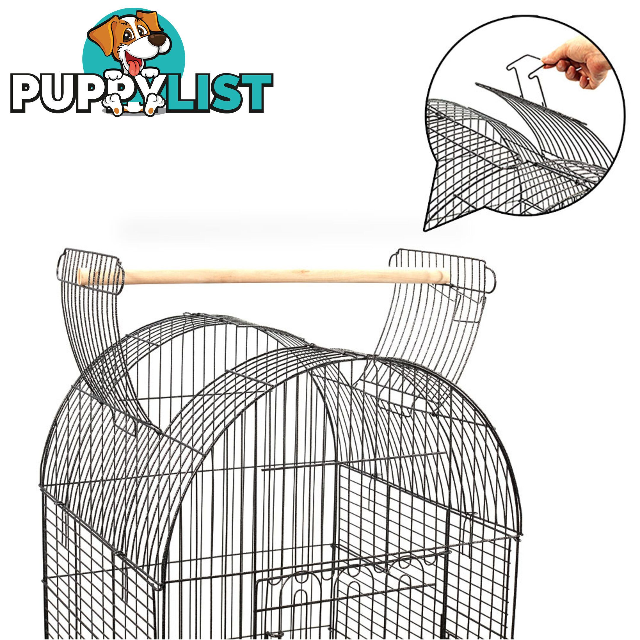 Parrot Pet Aviary Bird Cage w/ Open Roof 150cm Black