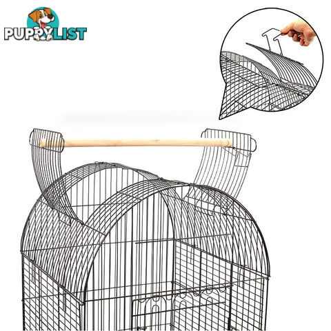 Parrot Pet Aviary Bird Cage w/ Open Roof 150cm Black