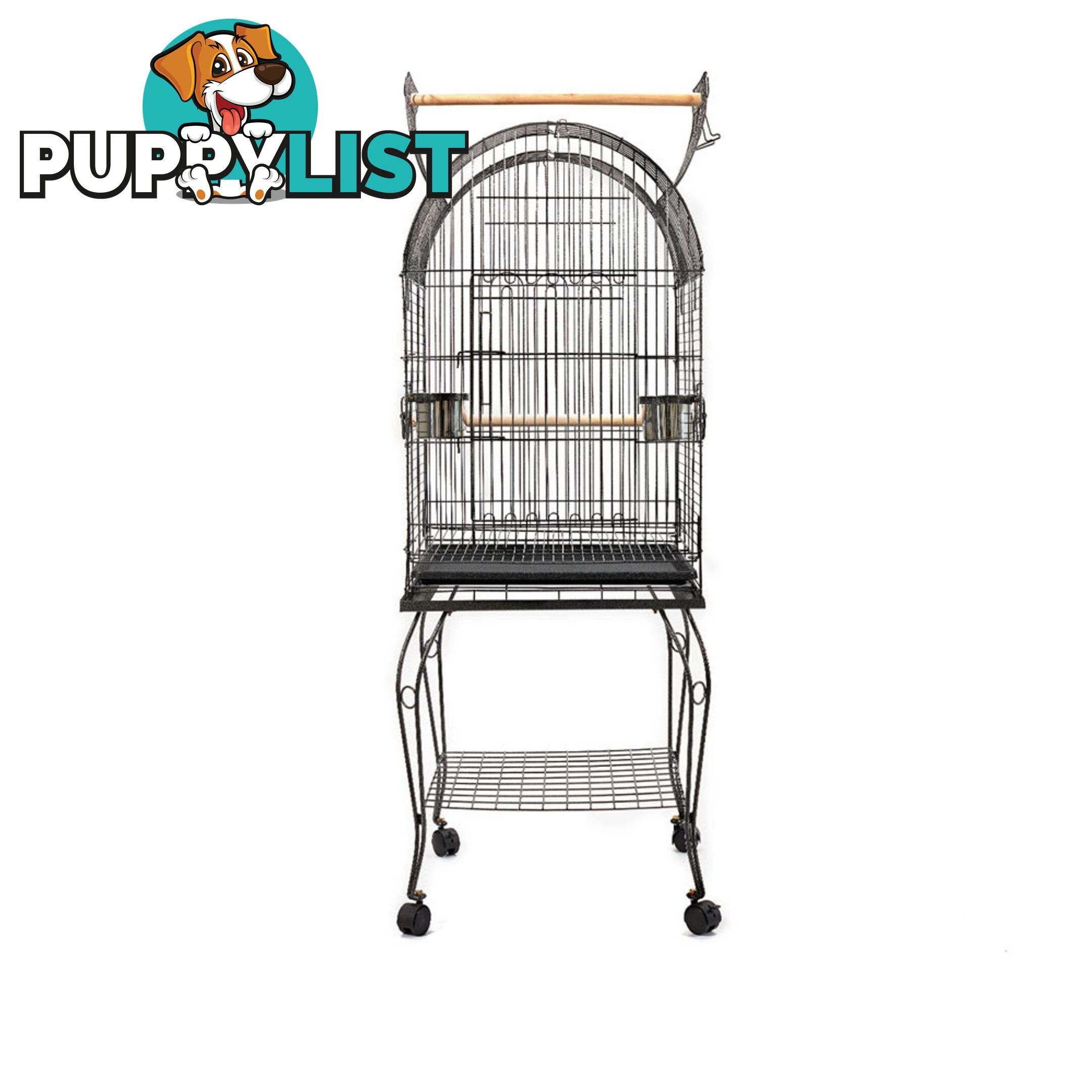 Parrot Pet Aviary Bird Cage w/ Open Roof 150cm Black