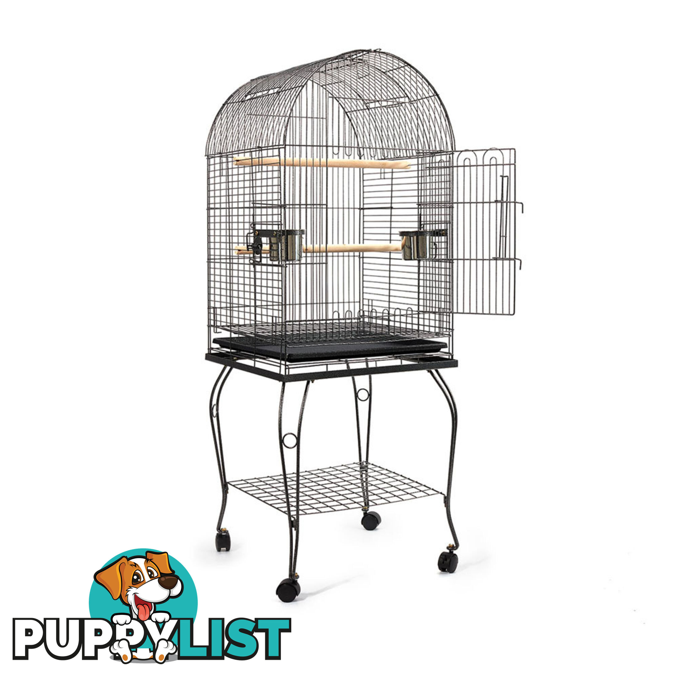 Parrot Pet Aviary Bird Cage w/ Open Roof 150cm Black