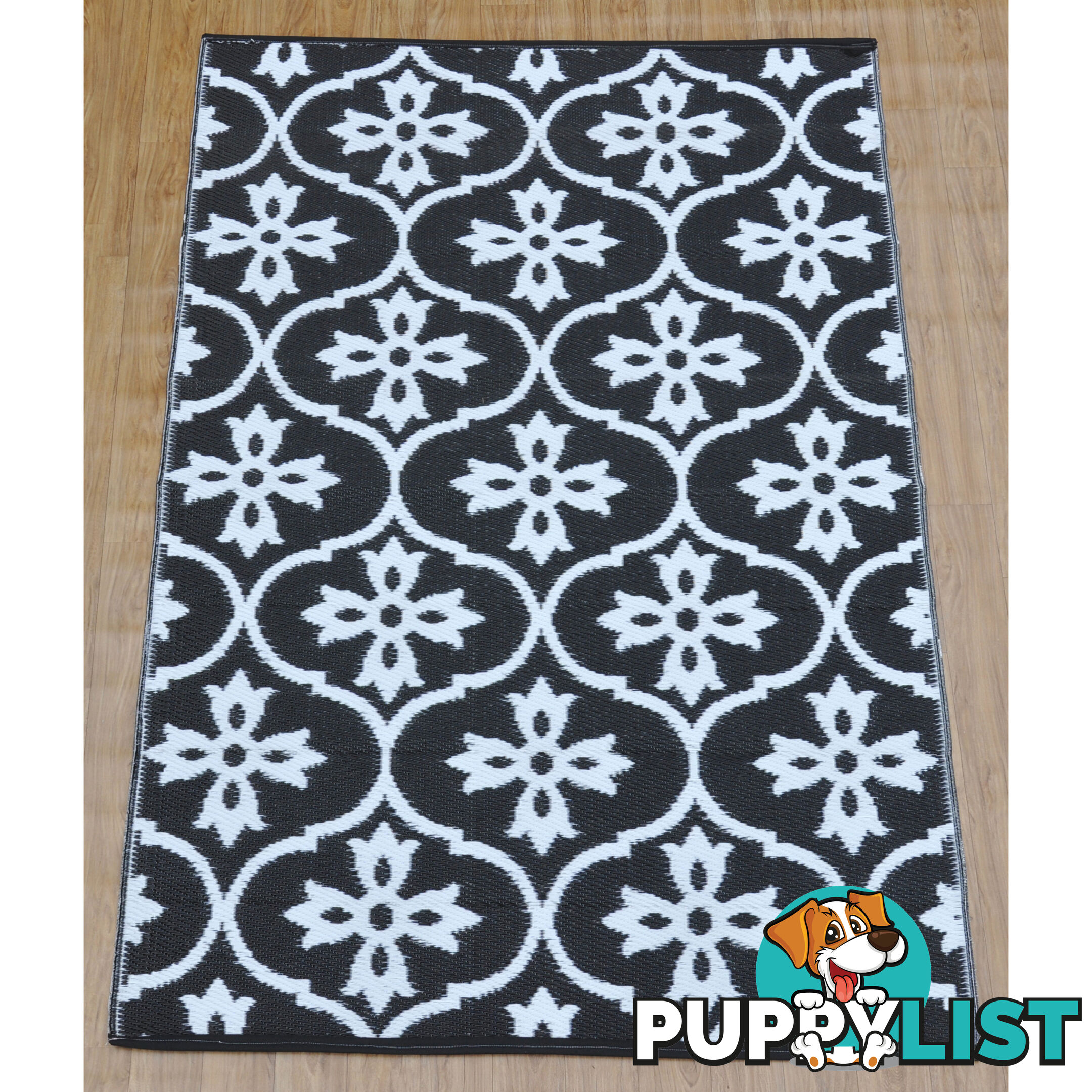 Moroccan Tile Reversable Rug Black & White 120x180cm