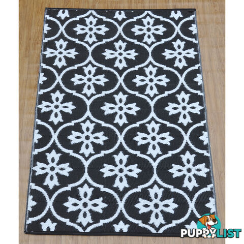 Moroccan Tile Reversable Rug Black & White 120x180cm