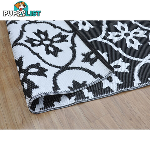 Moroccan Tile Reversable Rug Black & White 120x180cm