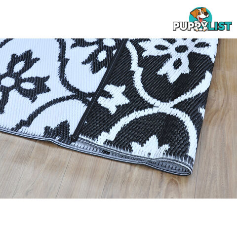 Moroccan Tile Reversable Rug Black & White 120x180cm