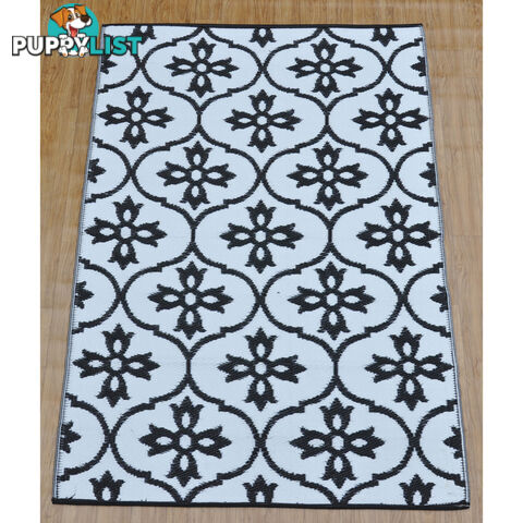 Moroccan Tile Reversable Rug Black & White 120x180cm