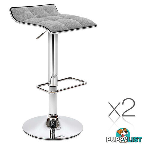 Set of 2 Fabric Bar Stools - Grey