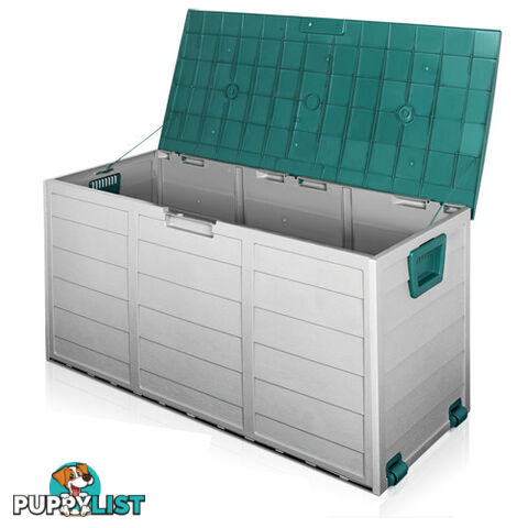 290L Plastic Outdoor Storage Box Container Weatherproof Grey Green