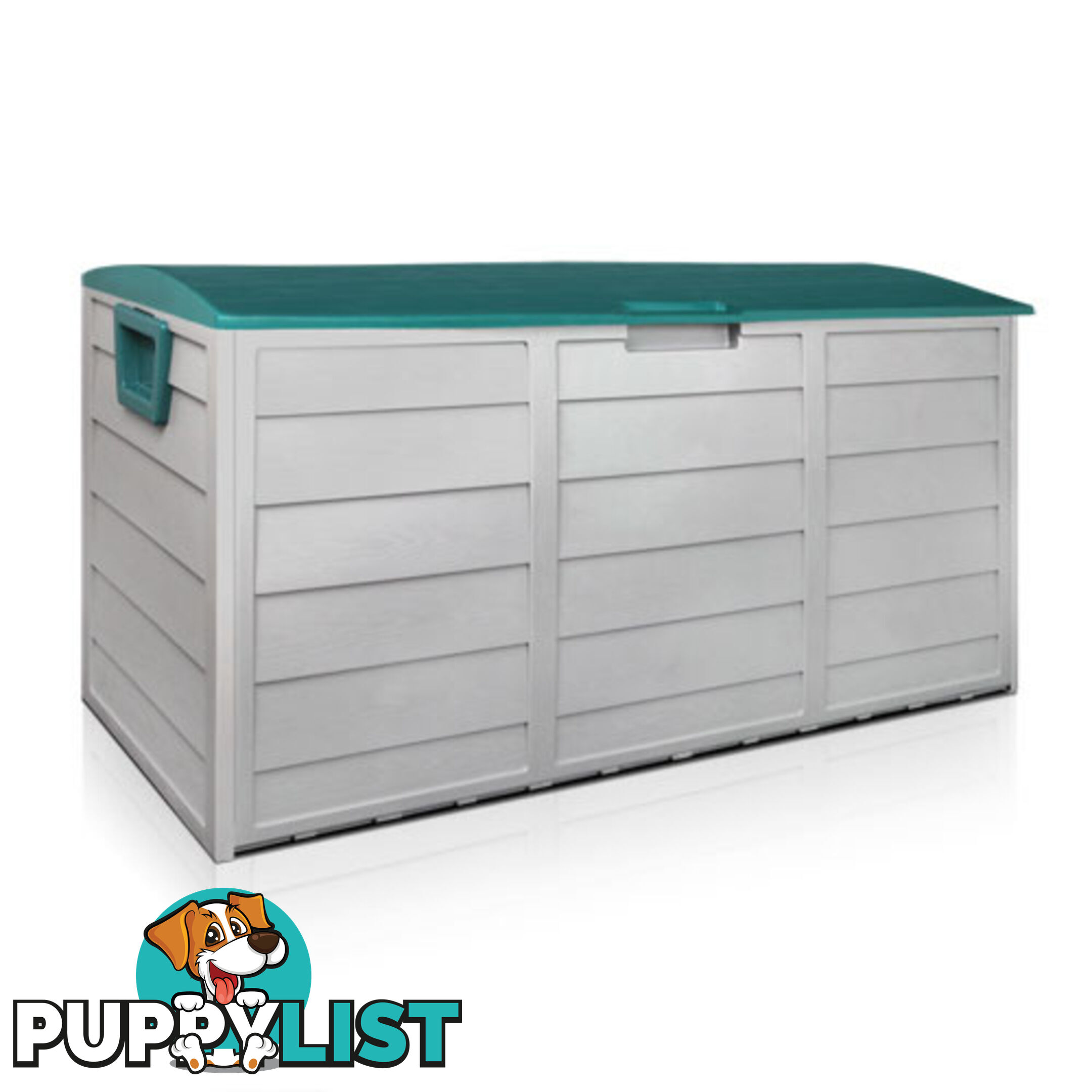 290L Plastic Outdoor Storage Box Container Weatherproof Grey Green