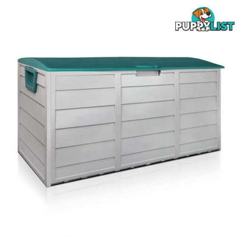 290L Plastic Outdoor Storage Box Container Weatherproof Grey Green