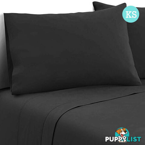 3 Piece Microfibre Sheet Set King Single  Black