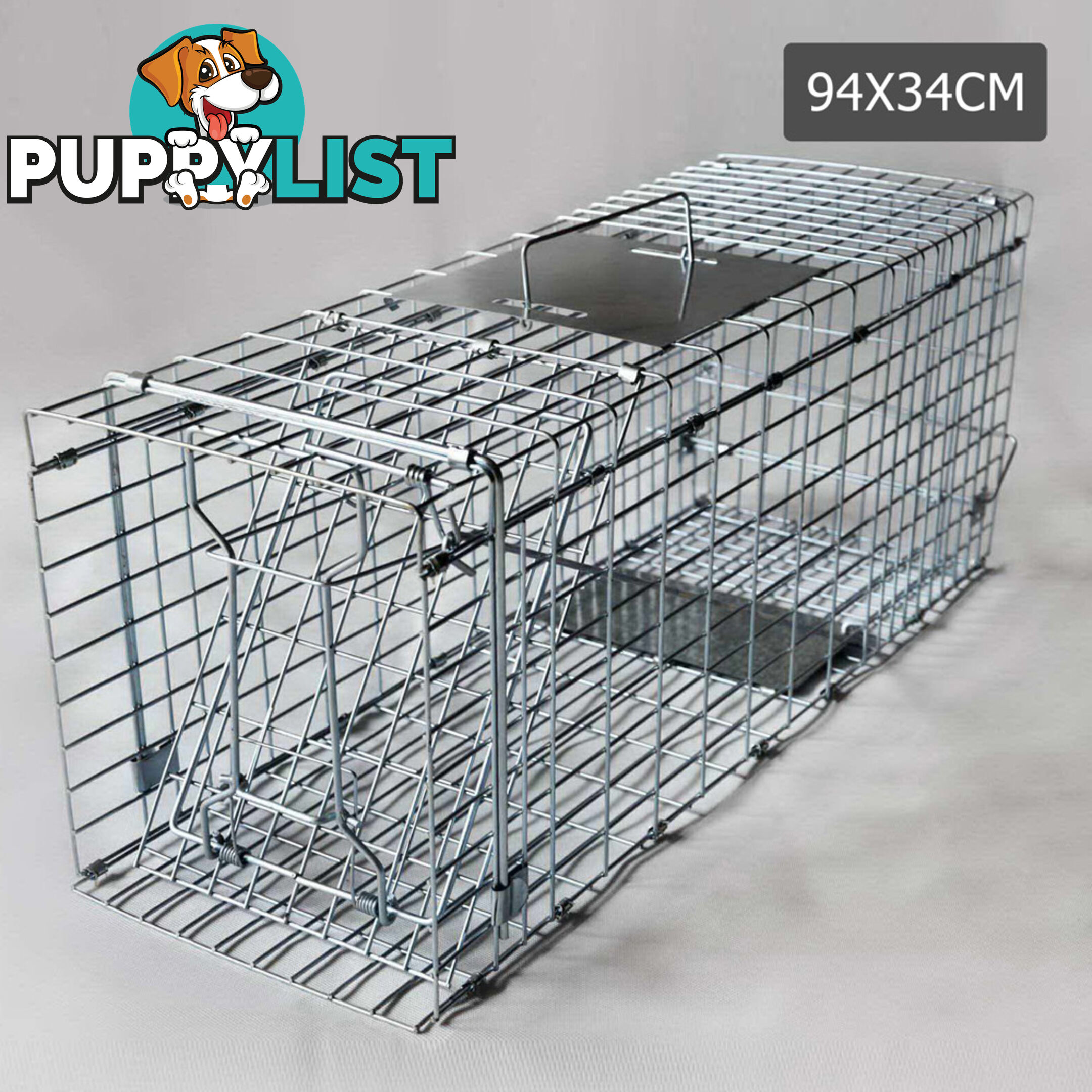 Humane Animal Trap Cage 94 x 34 x 36cm Silver