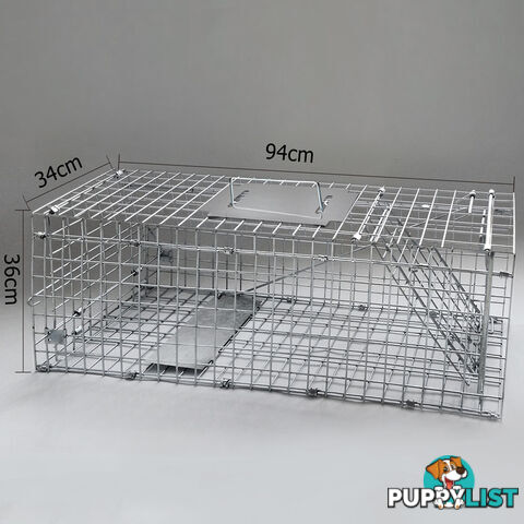 Humane Animal Trap Cage 94 x 34 x 36cm Silver