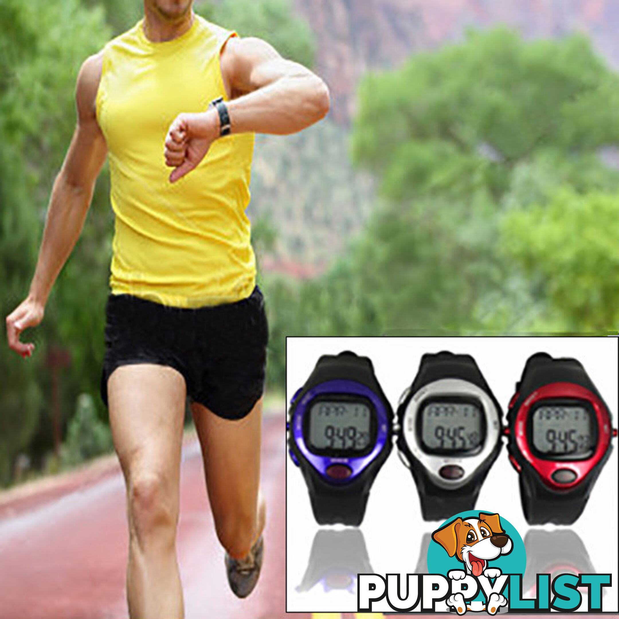 Exercise Pulse Heart Rate Monitor Calorie Counter Sports Watch Silver