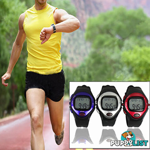 Exercise Pulse Heart Rate Monitor Calorie Counter Sports Watch Silver