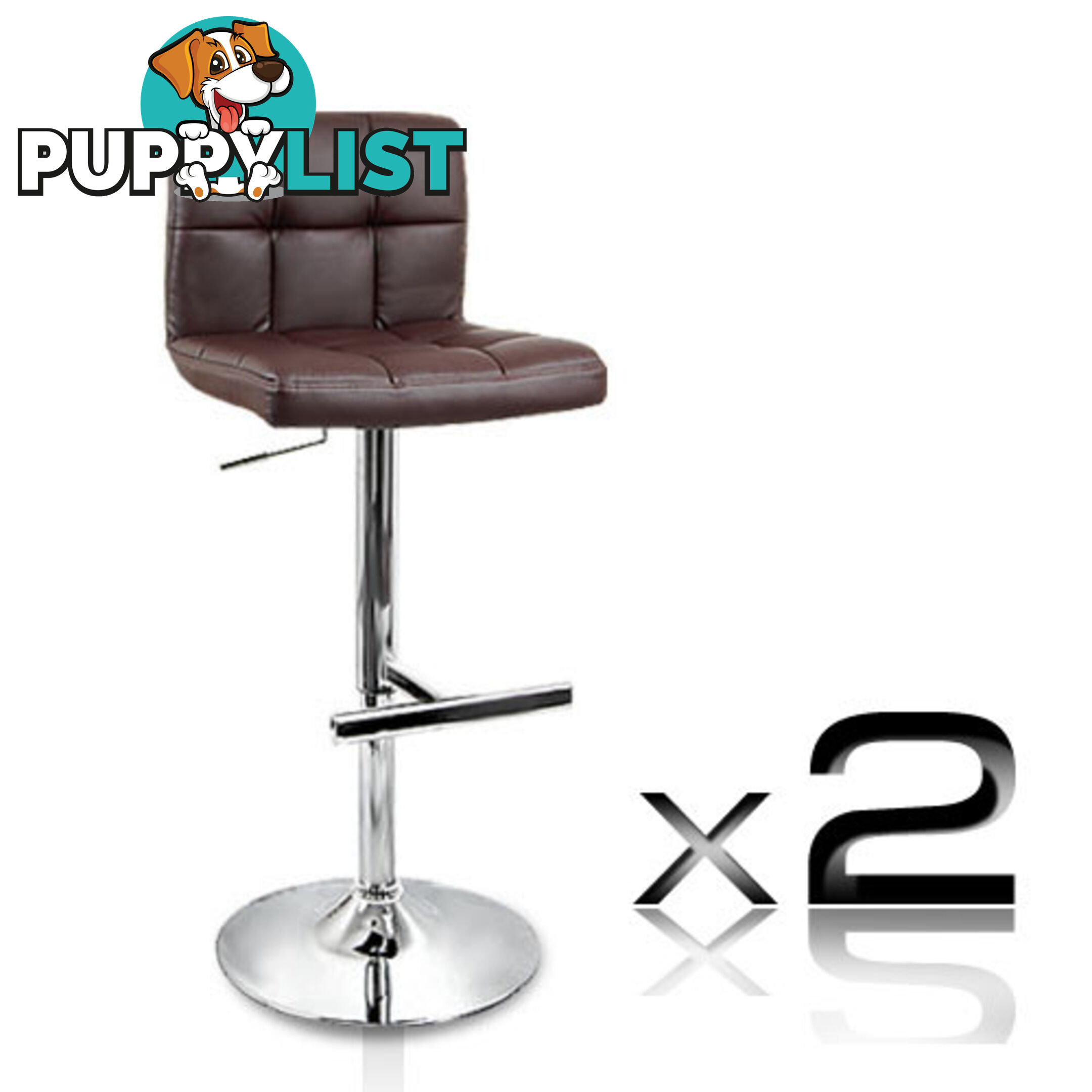 Set of 2 PU Leather Kitchen Bar Stool Chocolate