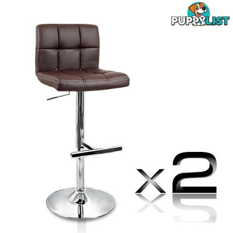 Set of 2 PU Leather Kitchen Bar Stool Chocolate