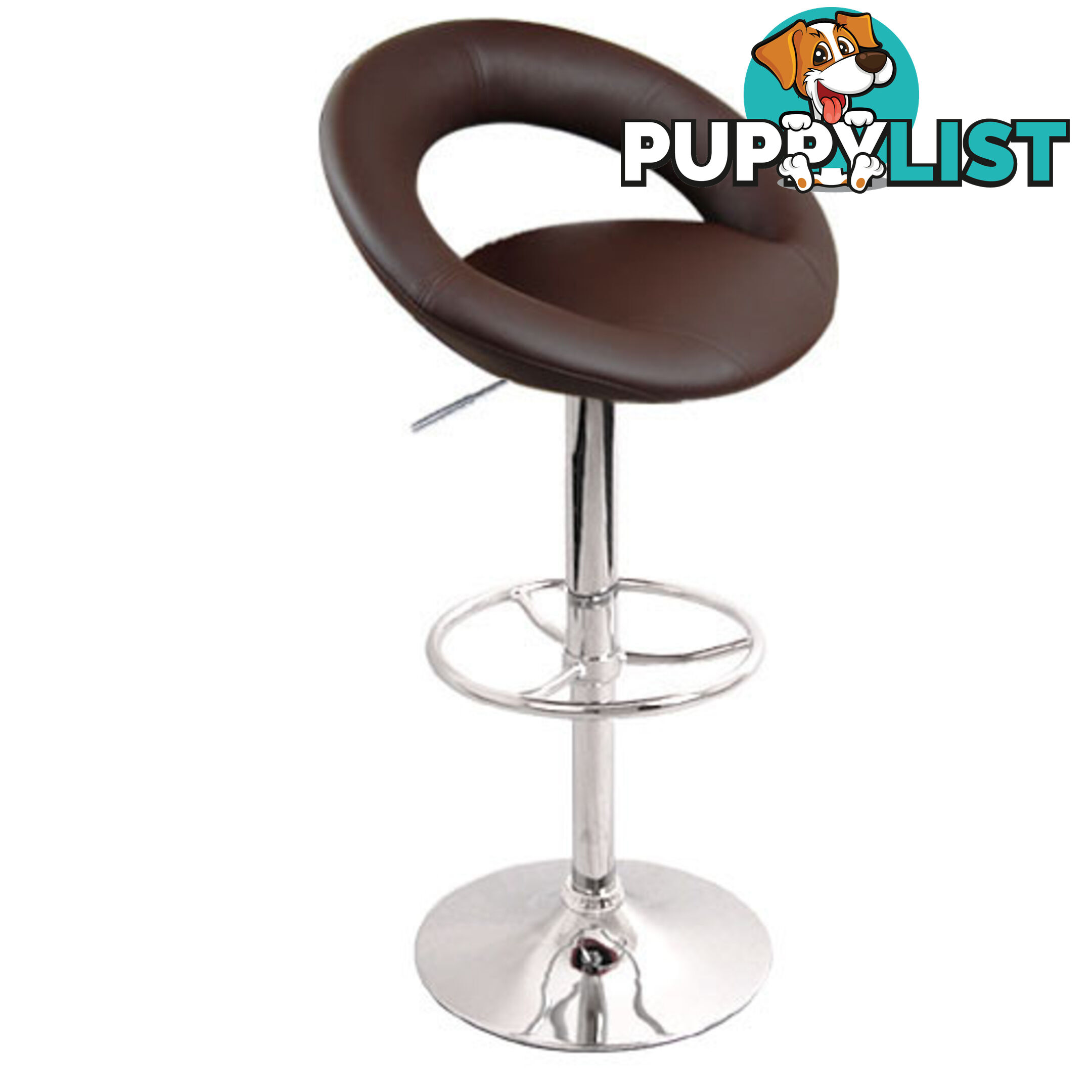 Set of 2 PU Leather Kitchen Bar Stool Chocolate