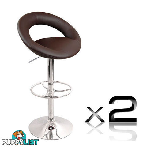 Set of 2 PU Leather Kitchen Bar Stool Chocolate