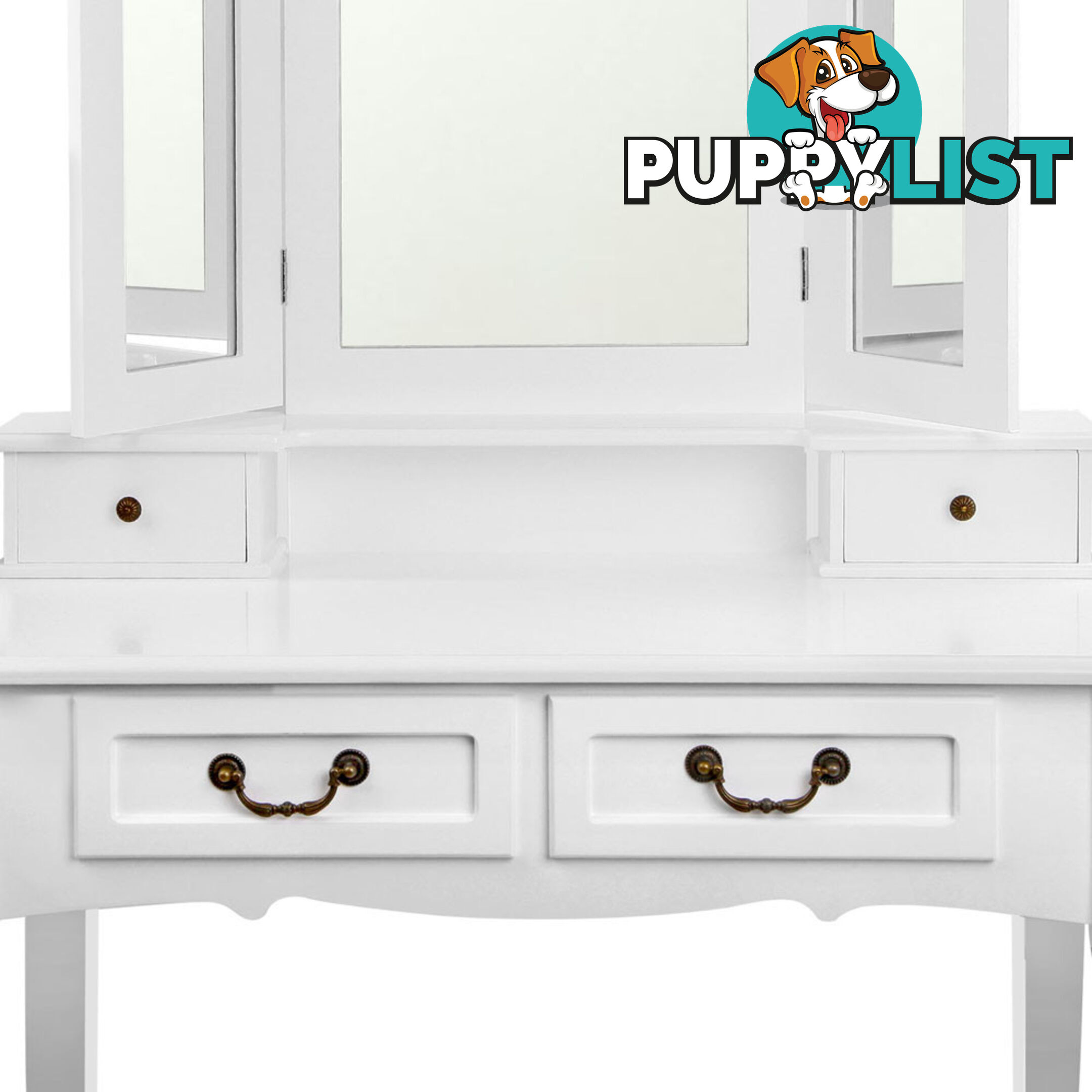 4 Drawer Dressing Table w/ Mirror White