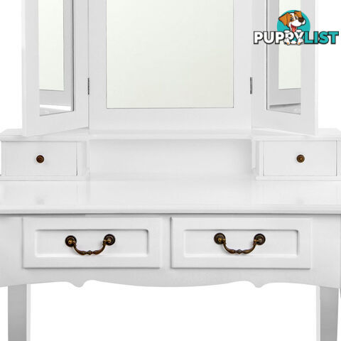 4 Drawer Dressing Table w/ Mirror White