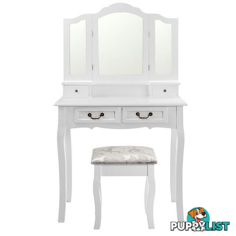 4 Drawer Dressing Table w/ Mirror White