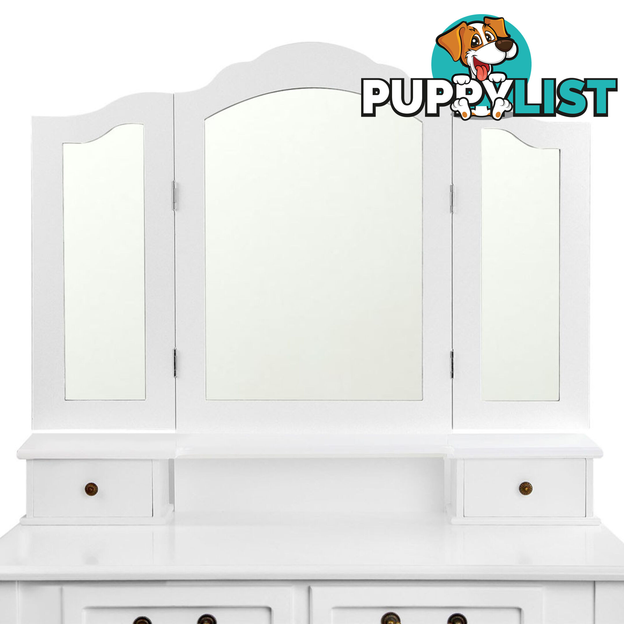 4 Drawer Dressing Table w/ Mirror White