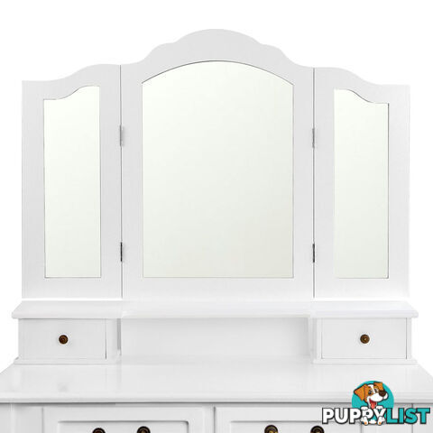 4 Drawer Dressing Table w/ Mirror White