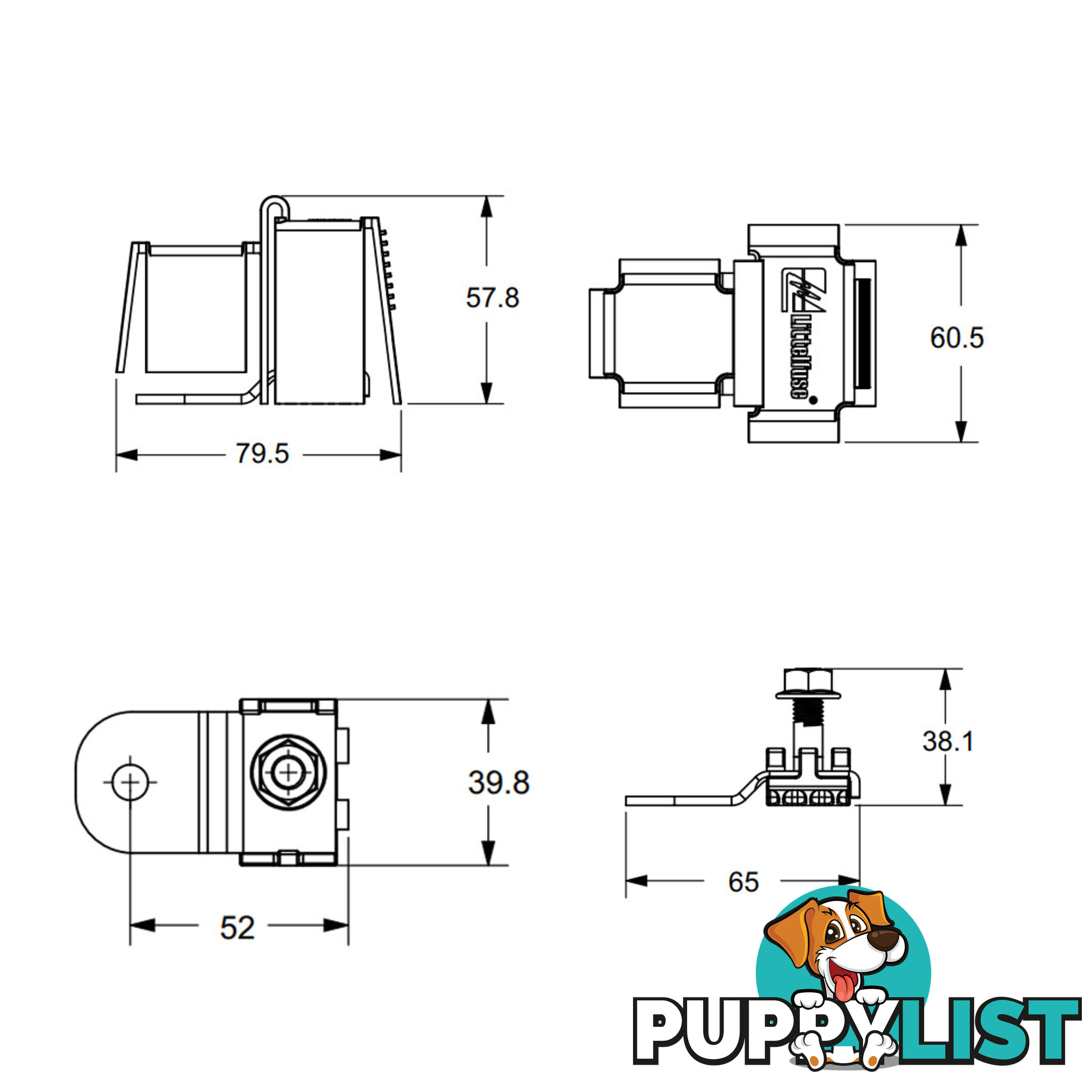 Littlefuse ZCase Fuse Battery Stud Mount Bars 1 Pole and Cover SKU - 0FHZ0211Z