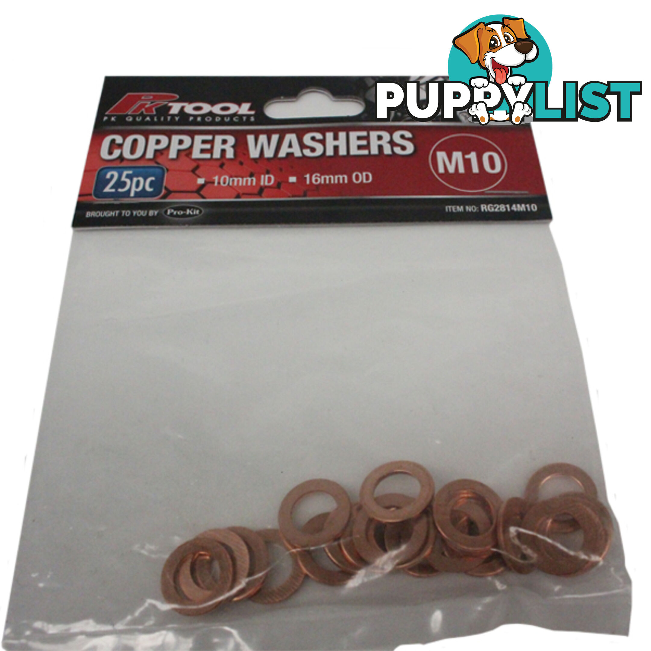 Copper Washers 10mm ID  - 16mm OD 25pc pack SKU - RG2814M10