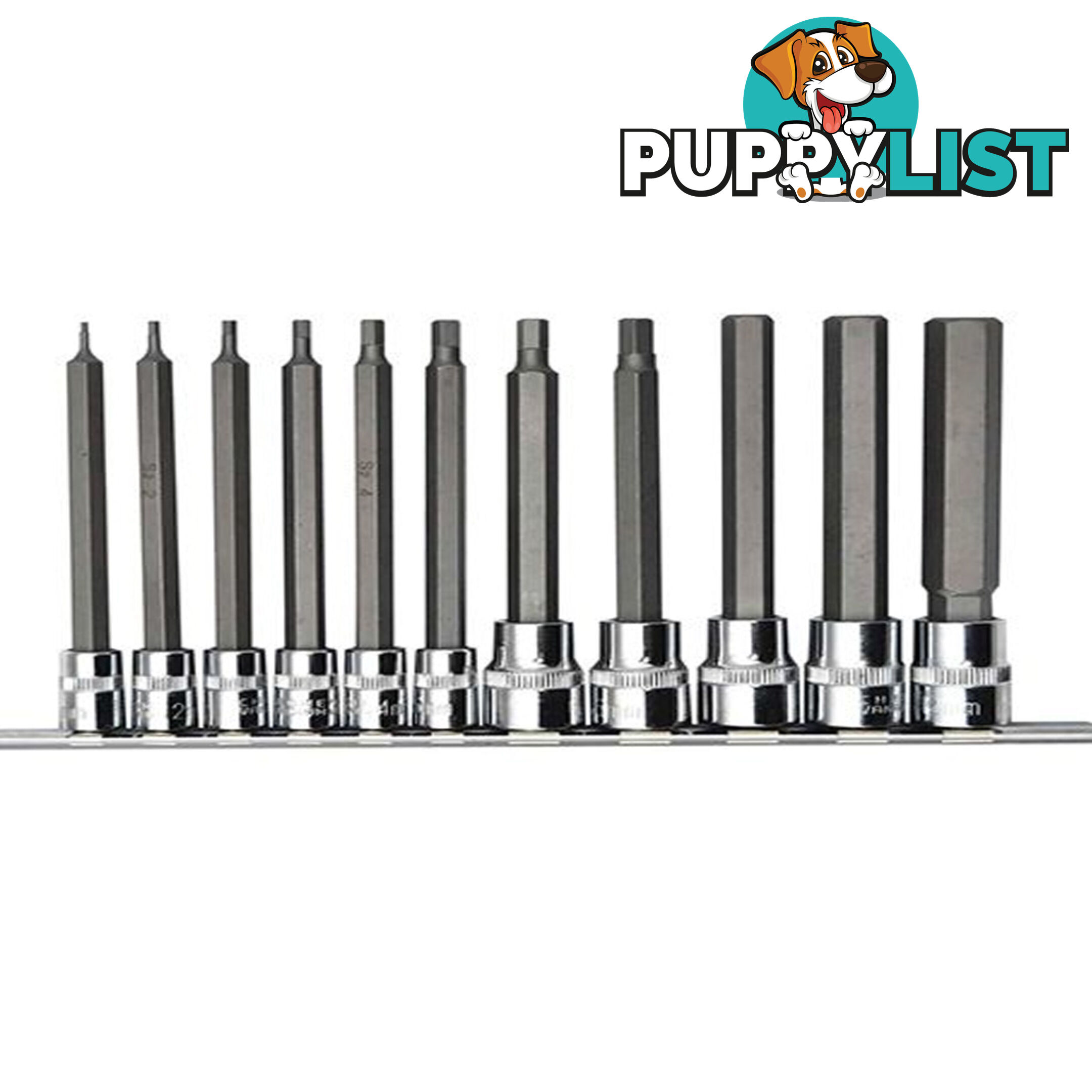 PK Tools Hex Bit Socket 1/4 "   3/8 "dr Metric Long Shaft 11pc Set SKU - PT11904