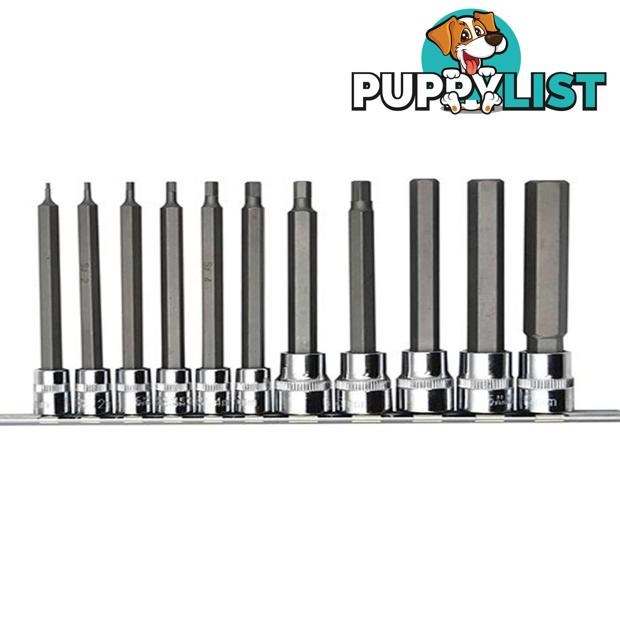 PK Tools Hex Bit Socket 1/4 "   3/8 "dr Metric Long Shaft 11pc Set SKU - PT11904