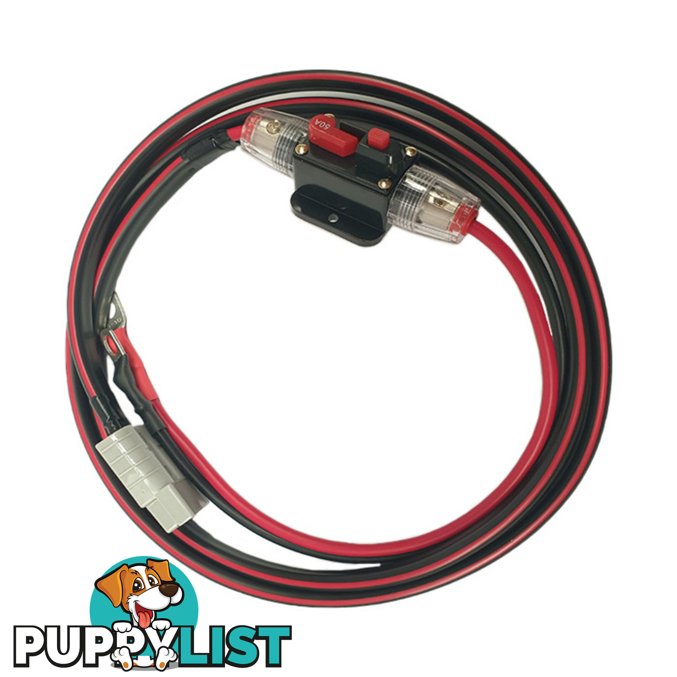 12v 50 amp Extension Lead 8 B S x 2m, 50a Resettable Fuse SKU - 8BSx2mFusedBattLug50ampAndo