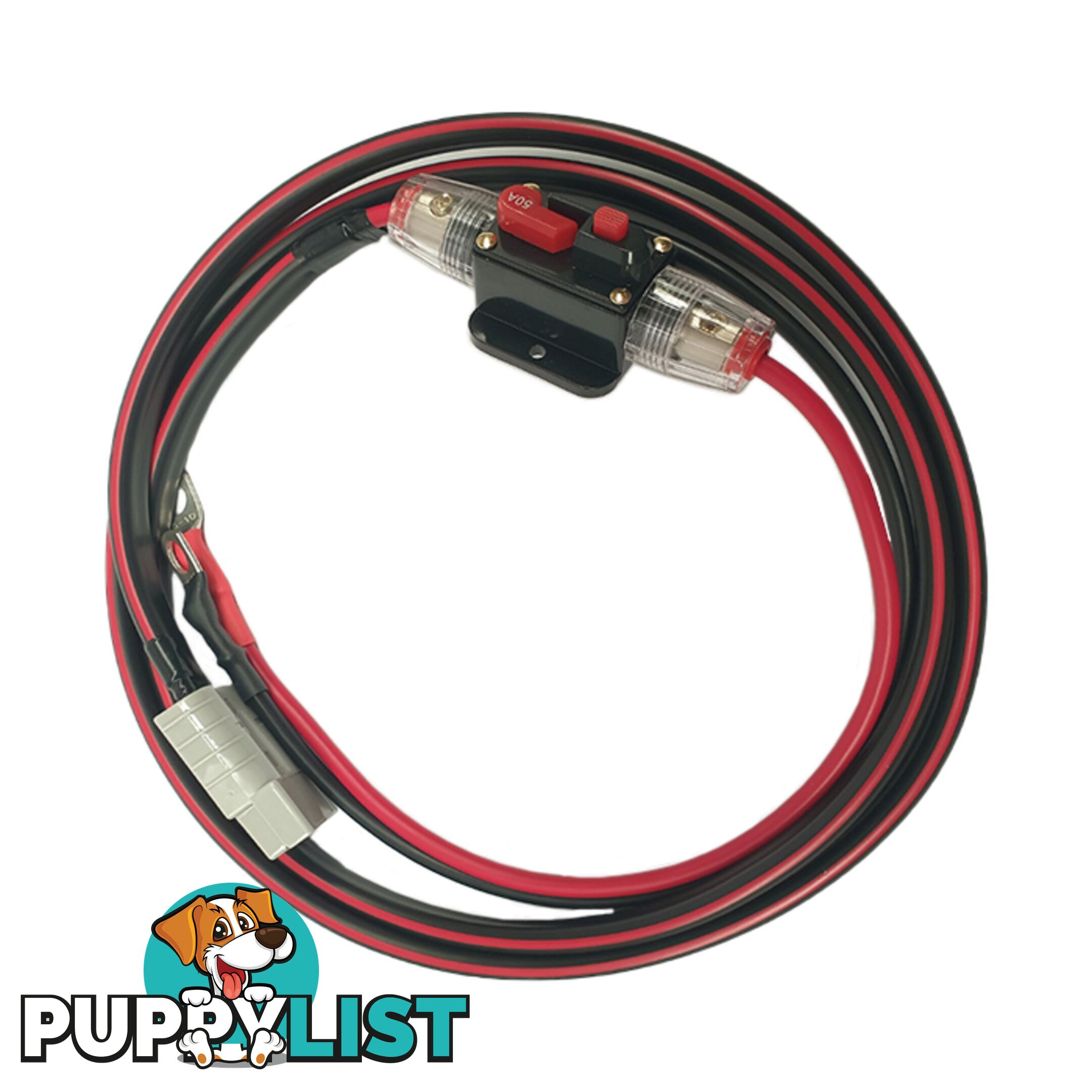 12v 50 amp Extension Lead 8 B S x 2m, 50a Resettable Fuse SKU - 8BSx2mFusedBattLug50ampAndo