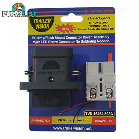 Trailer Vision 50 amp Flush Mount with LED Screw Connector Anderson Plug SKU - TVN-16454-50SC