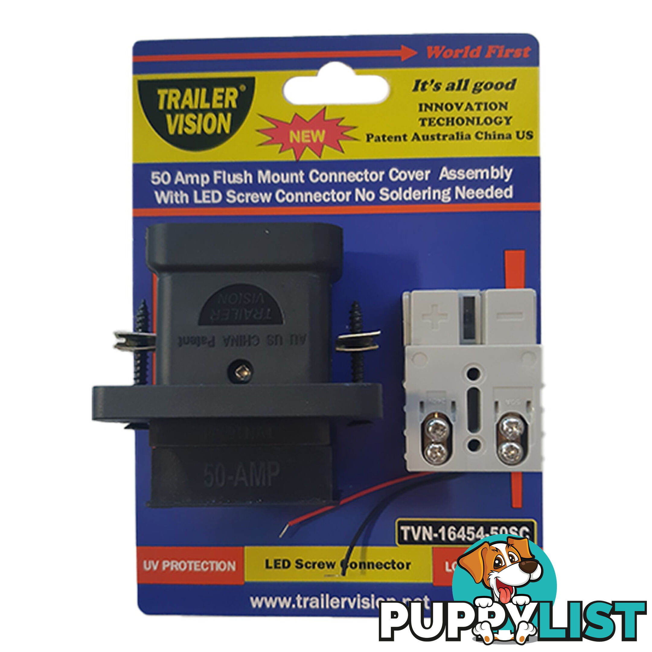 Trailer Vision 50 amp Flush Mount with LED Screw Connector Anderson Plug SKU - TVN-16454-50SC