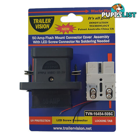 Trailer Vision 50 amp Flush Mount with LED Screw Connector Anderson Plug SKU - TVN-16454-50SC